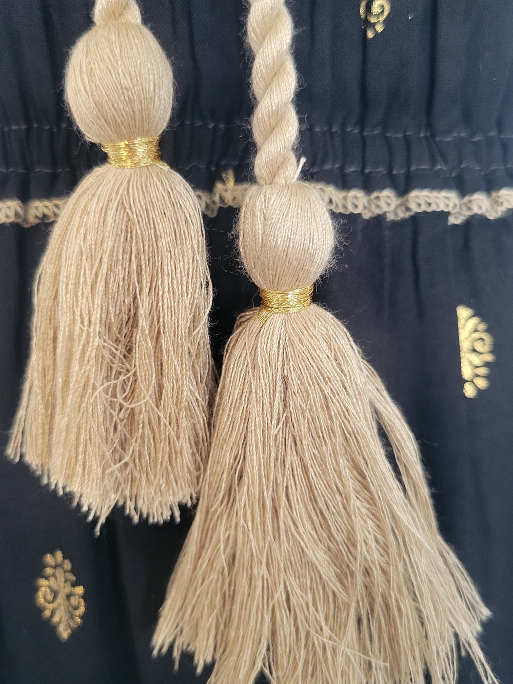 NWT Crochet Boho Coquette Bohemian Black Gold Tiered Maxi Dress Sz Large/XL - Picture 8 of 16